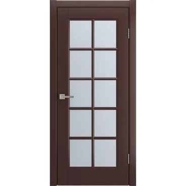 Межкомнатная дверь Аура коричневая эмаль RAL 8016 со стеклом