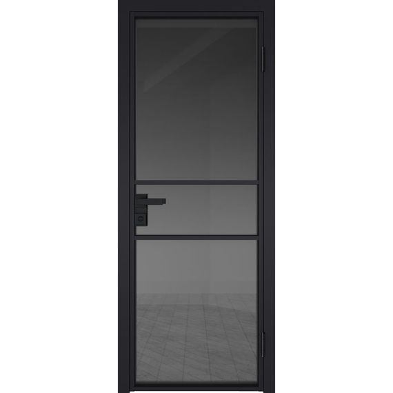 Межкомнатная алюминиевая дверь 2AG чёрная матовая RAL 9005 остеклённая
