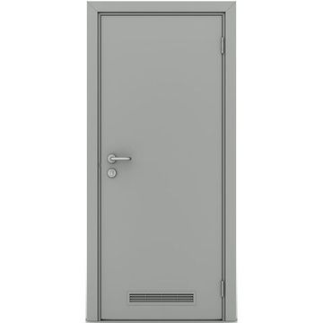 Влагостойкая дверь серая с вентиляционной решёткой
