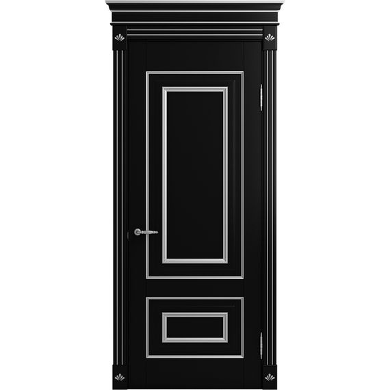 Межкомнатная дверь массив бука Viporte Неаполь нуар патина серебро глухая