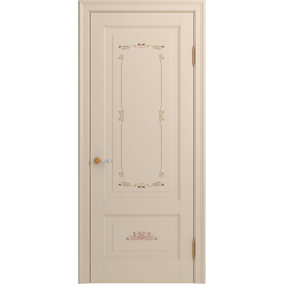 Межкомнатная дверь массив бука Viporte Бьелла Арт ваниль патина золото глухая