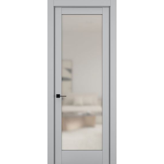Фото межкомнатной двери керамик NC 8 шеллак серый остеклённая
