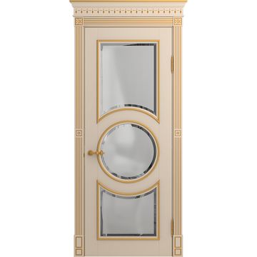 Межкомнатная дверь массив бука Viporte Лацио Амбиенте ваниль патина золото остекление 3