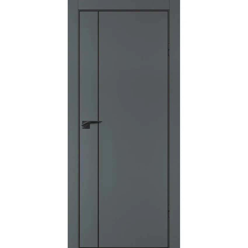 Межкомнатная дверь графит ПЭТ P-21 кромка ABS черная молдинг