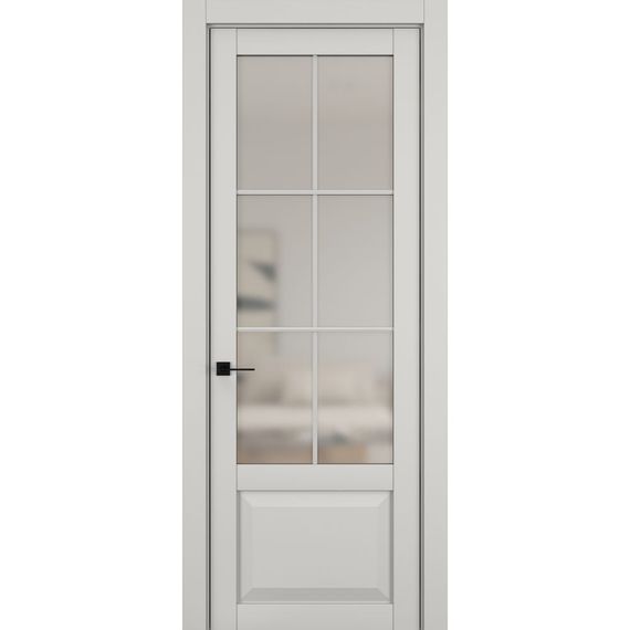 Фото межкомнатной двери керамик NC 6 слоновая кость остеклённая