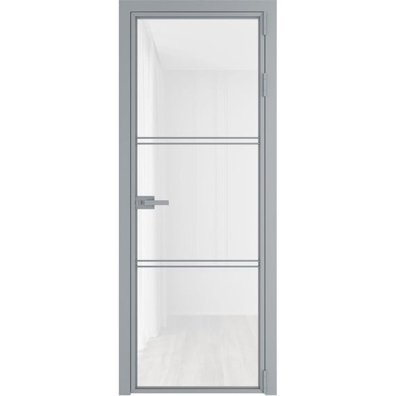 Алюминиевая межкомнатная дверь 3AХ серебро остеклённая