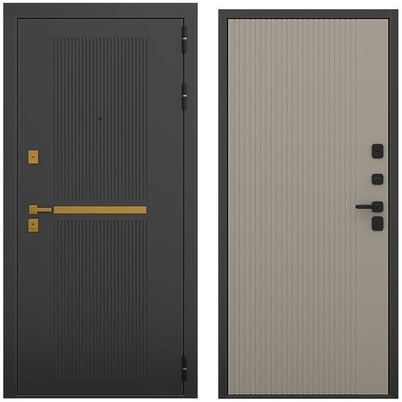 Входная дверь Артдеко чёрный силк панель шторм варм грей