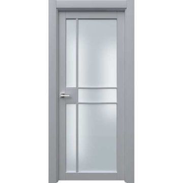 Межкомнатная дверь эмаль Ронда 2 RAL 7047 остеклённая