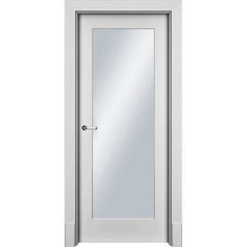 Межкомнатная дверь эмаль Нафта белая остеклённая