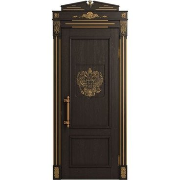 Межкомнатная дверь массив дуба Статус шоколад патина золото глухая