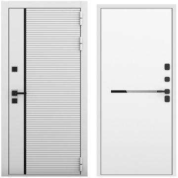 Входная дверь Пиано белый матовый панель горизонт