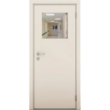 Влагостойкая дверь крем матовый с открывающимся окном