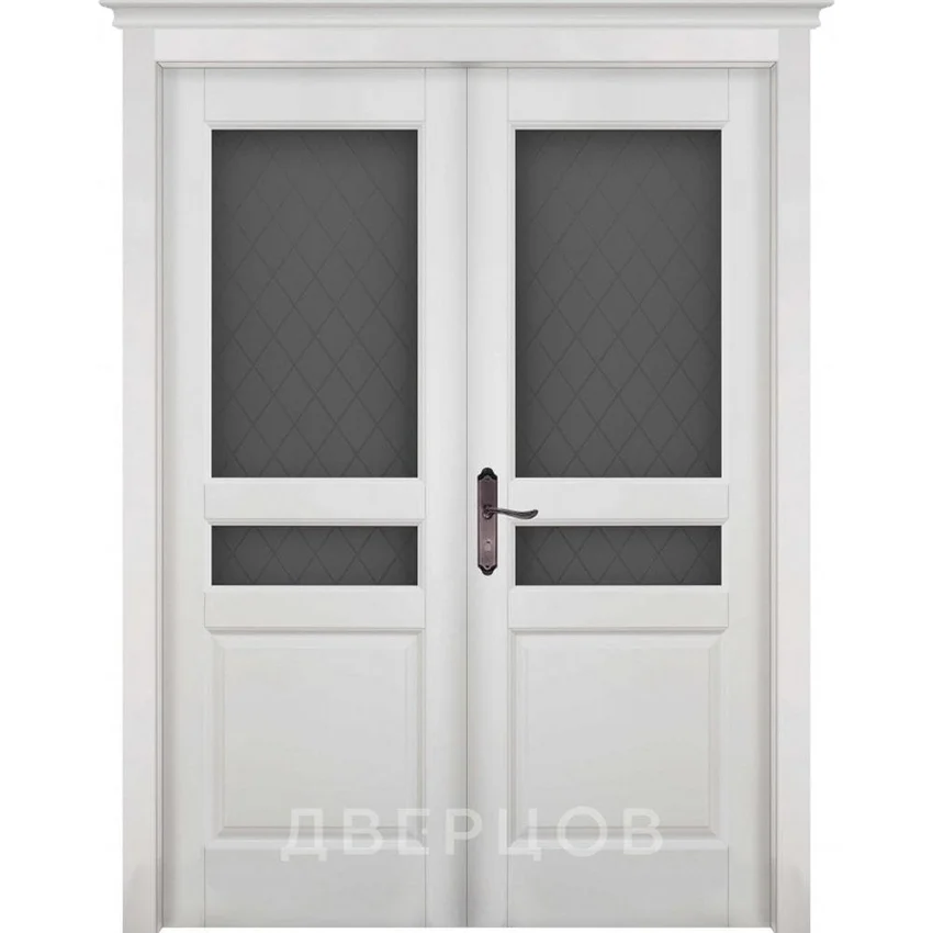 двустворчатая массив ольхи ОКА Валенсия белая эмаль остекленная