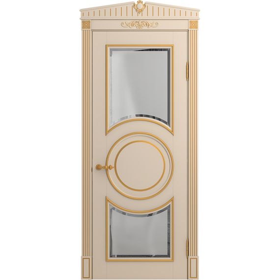 Межкомнатная дверь массив бука Viporte Лацио Амбиенте ваниль патина золото остекление 5