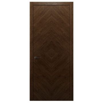 Межкомнатная дверь массив дуба Alvero Флэт-I орех глухая