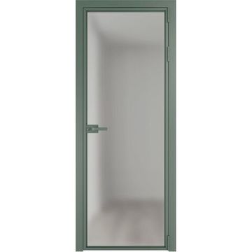 Алюминиевая межкомнатная дверь 1AX зелёный воск остеклённая