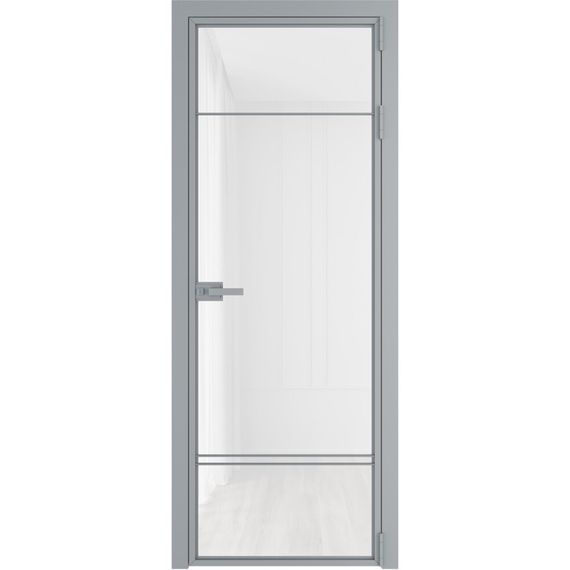 Алюминиевая межкомнатная дверь 4AХ серебро остеклённая