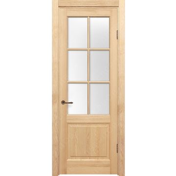 Межкомнатная дверь массив сосны Дверцов Ливорно под покраску остеклённая с решёткой