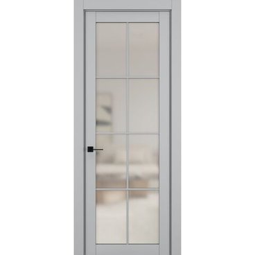 Межкомнатная дверь керамик NC 5 шеллак серый остеклённая