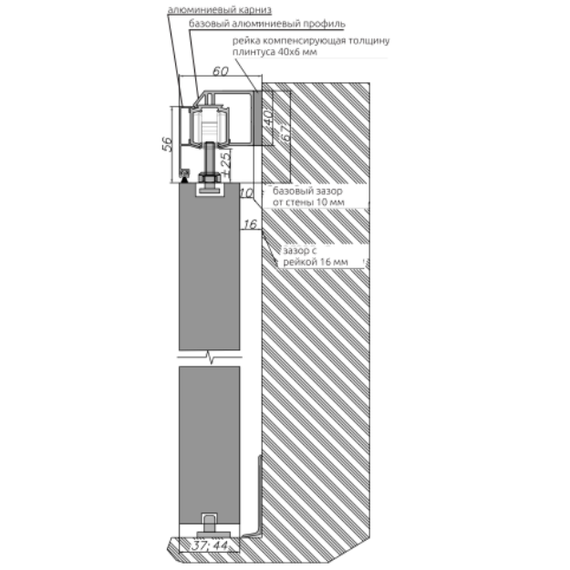 Комплект раздвижной Тип 2 Profil Doors двустворчатый