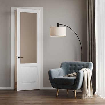 Межкомнатная дверь керамик NC 10 снежный остеклённая