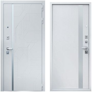 Входная дверь Эверест белая со стеклянной вставкой внутри