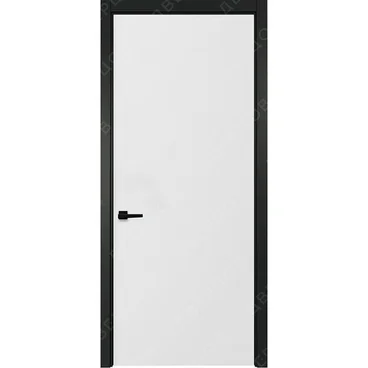 Межкомнатная белая дверь Графика 1 с чёрным наличником