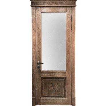 Межкомнатная дверь массив дуба без сучка Дверцов Верона остеклённая дуб коньяк