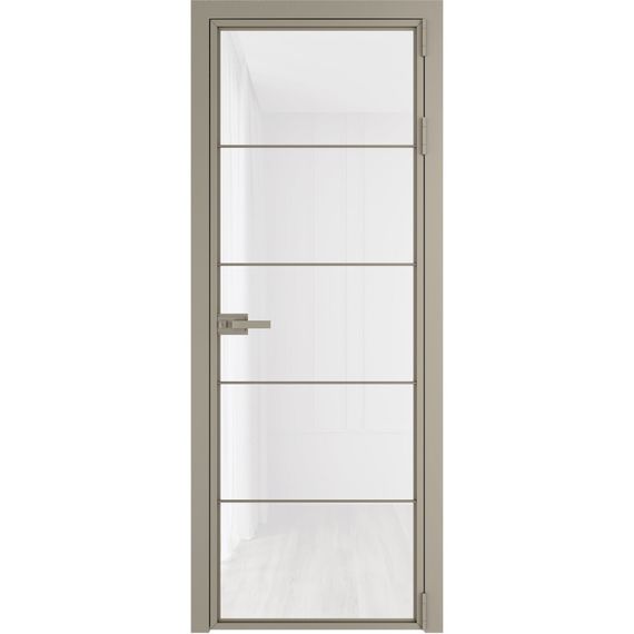 Алюминиевая межкомнатная дверь 5AХ никель матовый остеклённая