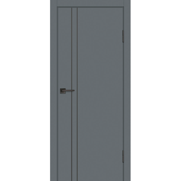 Межкомнатная дверь ПЭТ P-20 графит глухая кромка ABS в цвет полотна молдинг