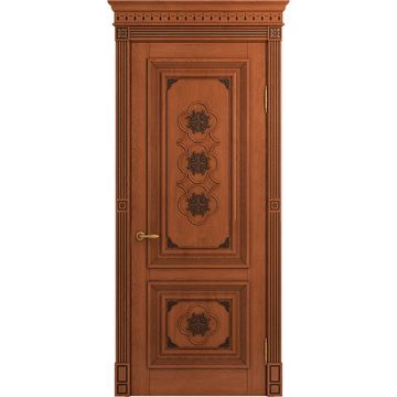 Межкомнатная дверь массив дуба Viporte Монако табачный глянец патина чёрная глухая