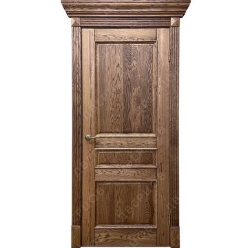 Межкомнатная дверь массив дуба без сучка с багетом Болонья глухая дуб коньяк