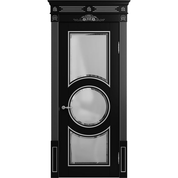 Межкомнатная дверь массив бука Viporte Лацио Амбиенте нуар патина серебро остекление 3