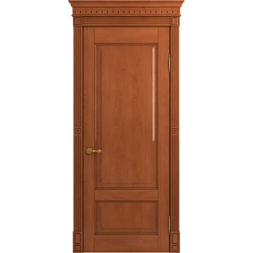 Межкомнатная дверь массив дуба Viporte Классика 1 табачный глянец глухая