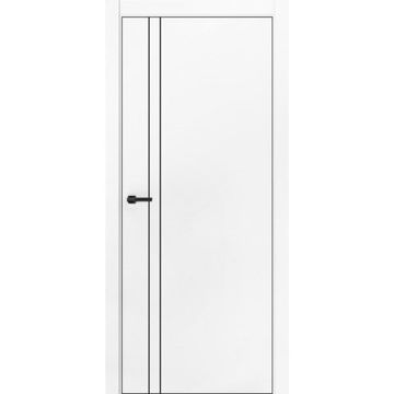 Межкомнатная дверь ПЭТ Silk-2 белая кромка ABS чёрная молдинг