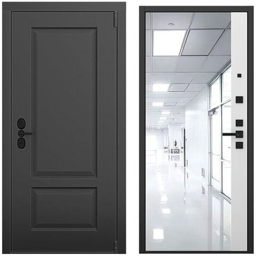 Входная дверь Шэбби чёрный силк панель зеркало 3D