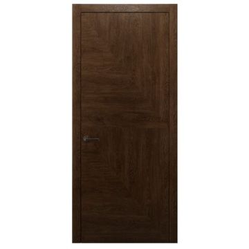 Межкомнатная дверь массив дуба Alvero Флэт-VI орех глухая