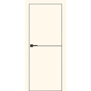 Межкомнатная дверь экошпон Profilo Porte PX-19 магнолия с чёрной алюминиевой кромкой с 4-х сторон