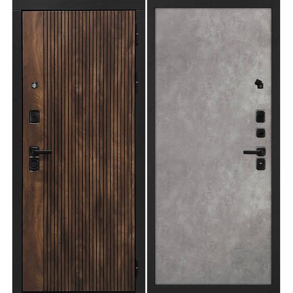 Входная дверь Лофт-1 дуб коньяк патина панель гладкая бетон