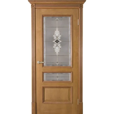 Межкомнатная дверь шпон Вена дуб античный стекло витраж Вена