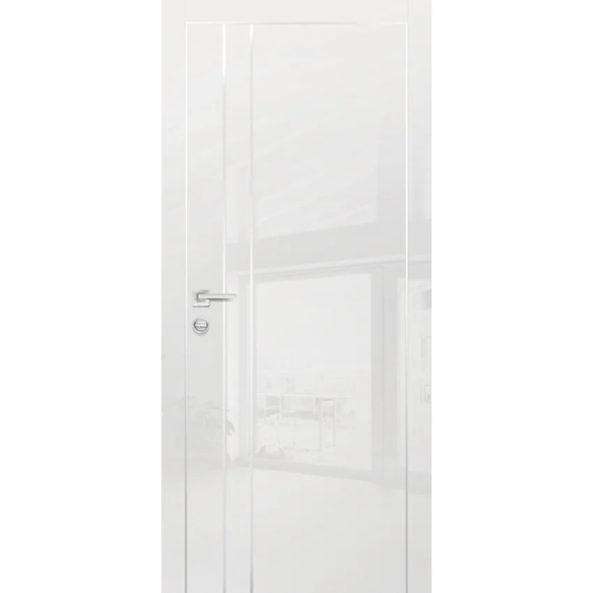 Фото межкомнатной двери экошпон HGX-14 белый глянец с алюминиевой кромкой с 4-х сторон