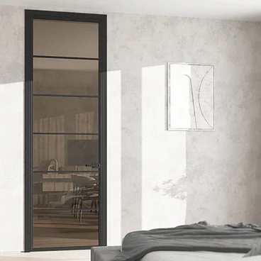 Межкомнатная алюминиевая дверь Loft-S 7 стекло прозрачное бронзовое