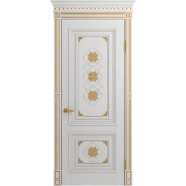 Межкомнатная дверь массив дуба Монако аворио патина золото глухая