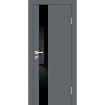 Межкомнатная дверь ПЭТ P-10 графит кромка ABS в цвет полотна со стеклом