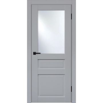 Межкомнатная дверь эмалит Классик 3 светло-серый остеклённая