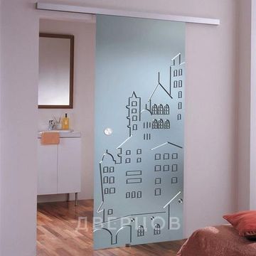 Стеклянная раздвижная дверь Город