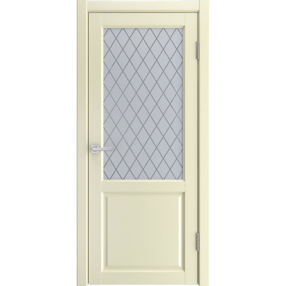 Фото двери экошпон Эмалит 2 слоновая кость со стеклом