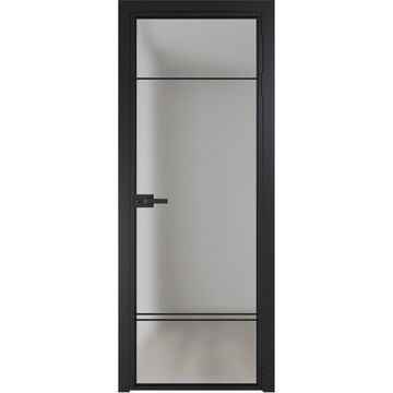 Алюминиевая межкомнатная дверь 4AX чёрная матовая RAL 9005 остеклённая