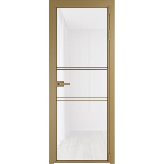 Алюминиевая межкомнатная дверь 2AХ золото остеклённая