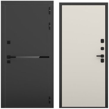 Входная дверь Горизонт чёрный кварц панель гладкая